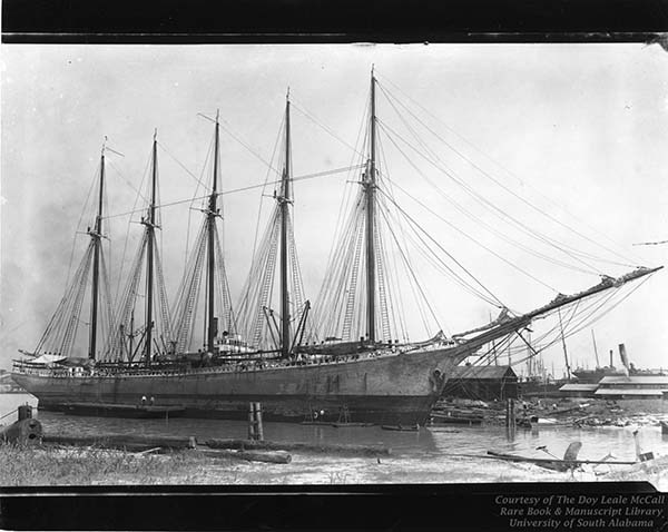 mccalllib:

Photograph of a 5 masted tall ship at anchor, the S.V. Singleton Palmer. Photograph from the Erik Overbey Photograph Collection held by The Doy Leale McCall Rare Book and Manuscript Library at the University of South Alabama.