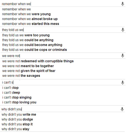 This longform Google poem, titled &ldquo;Why Didn&rsquo;t You Stay&rdquo;, was submitted by Deanna Day. www.googlepoetics.com
