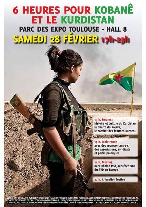 6 heures pour Kobanê et le Kurdistan - samedi 28 février à Toulouse