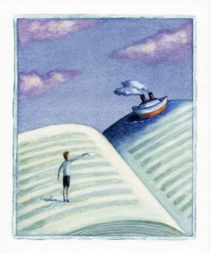 Lectura de aventuras o la aventura de leer (ilustración de Mariusz Stawarski)