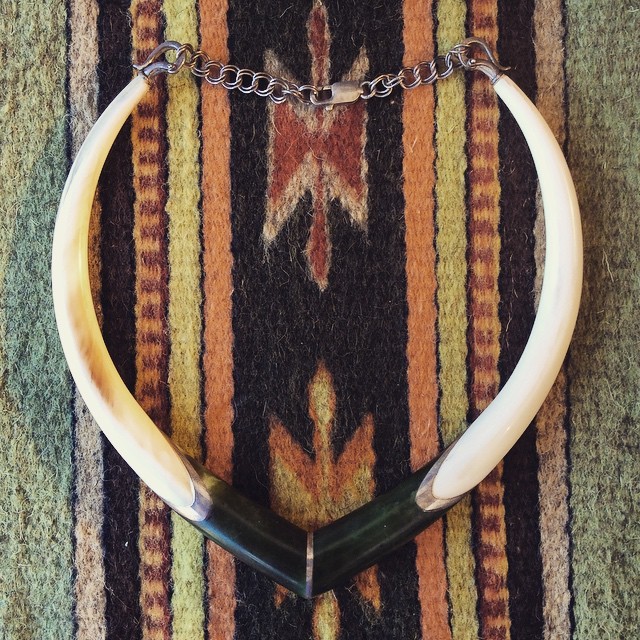 Need it. Georg Schmerholz’s “Neck Ornament” made from polar Jade and warthog tusk. #perfection #polarjade #JadeNowGallery #jade #warthog #necklace #jewelry #tgif #art  (at JadeNow Gallery)