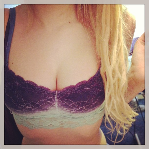 Cute top :3 #forunderbaggytshirts #me #underwear #urbanoutfitters #pretty #bralet #lace #tits #boobs #blonde #cleavage oops soz
