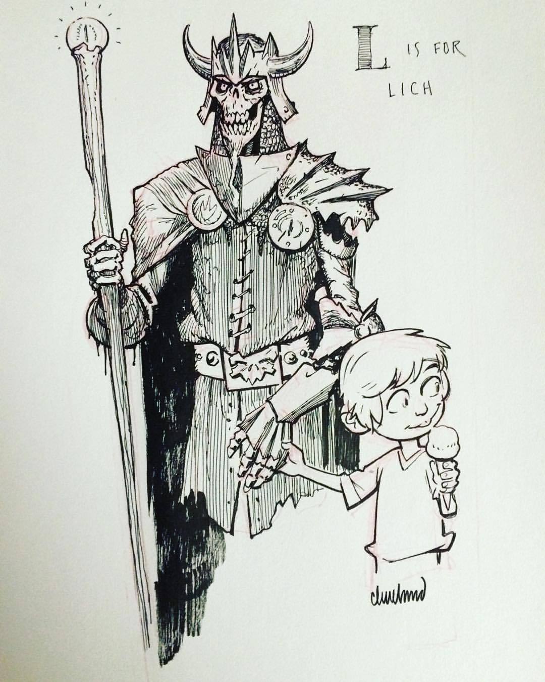 #Inktober 13! When I’m a #lich, I hope to take my grandkids out for ice cream…