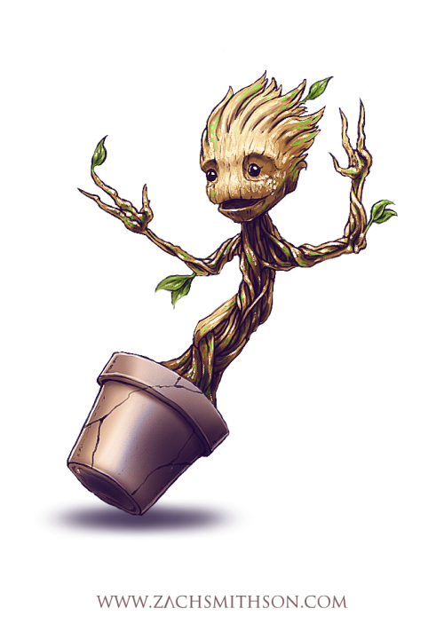 An adorable baby Groot for your dashboard by Zach Smithson.
