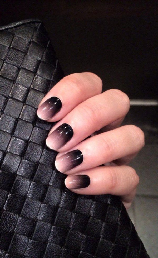 lovelynaildesigns:

Mysterious and classy black to white gradient nail art.