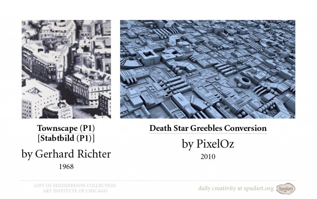 Townscape (P1) [Stabtbild (P1)], 1968 by Gerhard Richter • Death Star Greebles Conversion by PixelOz