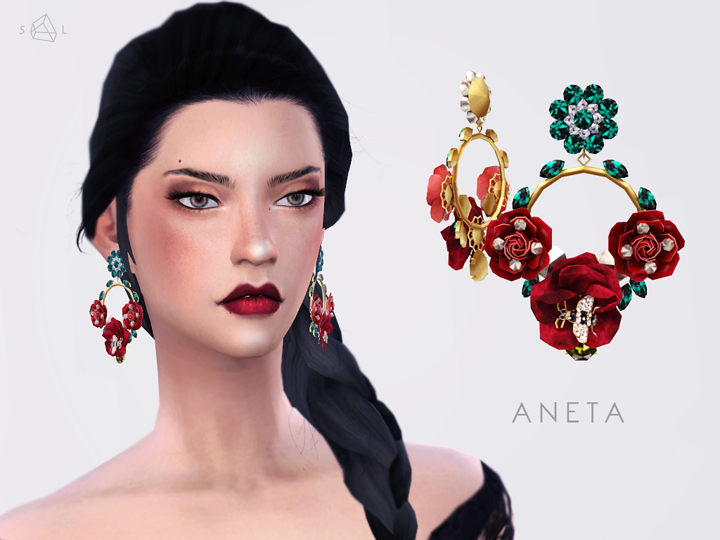 Earrings - ANETA (Dolce&amp;Gabbana)!!WARNING High Poly: 9K!!DOWNLOADPair them with Necklace - ANETA &lt;3Hair - missparaply / Dress - inabadromance