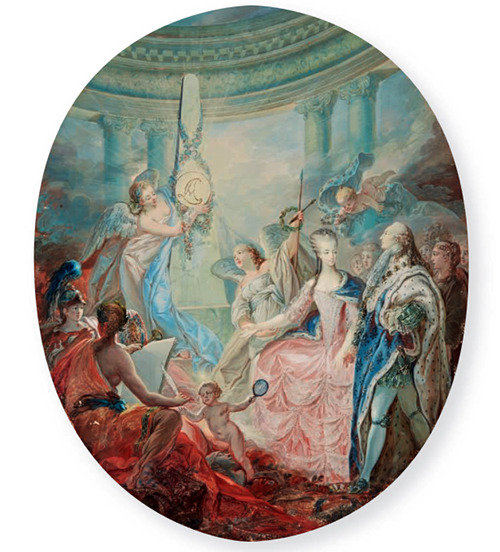  The coronation of Louis XVI Accompanied by Marie Antoinette by a French artist, 18th century.  [credit: Christie’s Auction/‘Marie Antoinette Collection’ Catalog]