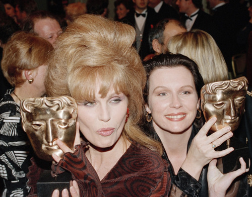 bafta-television:

An Absolutely Fabulous Throwback Thursday from 20 years ago, Joanna Lumley &amp; Jennifer Saunders at the BAFTA Television Awards in 1993. 
Discover all of Absolutely Fabulous’ BAFTA wins and nominations.
