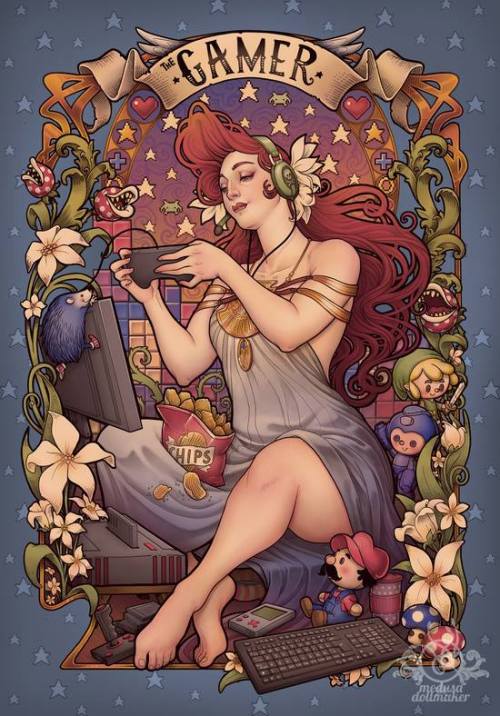 The Gamer Girl in all her glory by Medusa the Dollmaker