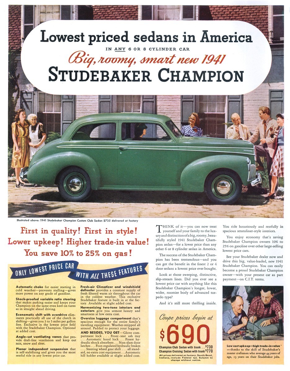 1941 Studebaker Champion Custom Club Sedan - published in The Saturday Evening Post - November 30, 1940