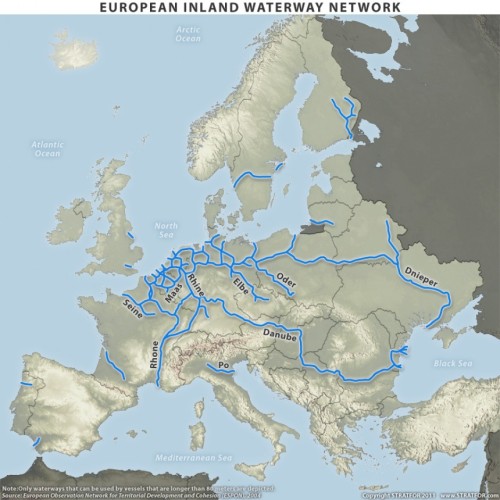 European inland waterway network