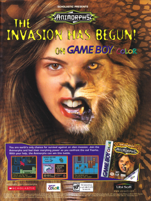 &ldquo;Animorphs&rdquo;GamePro, December 2000 (#147)Holy flip-page-animating-alien-fights, it&rsquo;s &lsquo;Animorphs&rsquo;! Pace yourselves, '90s kids! Just do what everybody else is doing: laughing at the fact that this is a blatant Pokemon ripoff. Or just keep thinking of Katy Perry.