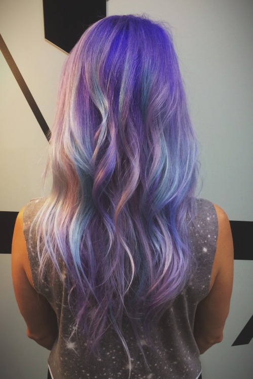 Trippy Space Galaxy Unicorn Purple Hair Pastel Long Hair Pastel