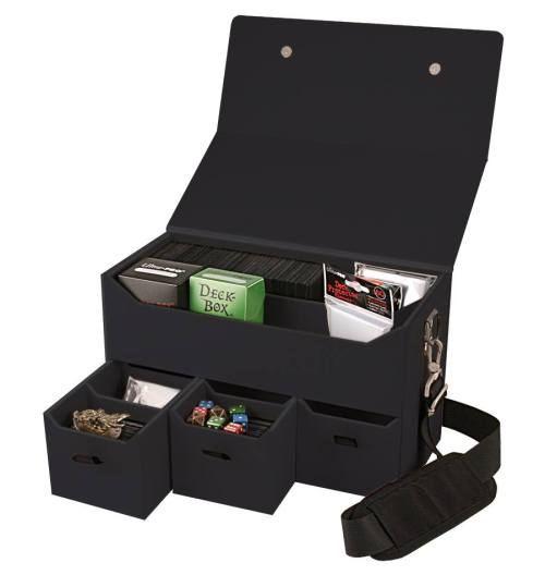 Gaming Accessories - The ‘Adventure Chest’The ULTRA PRO Pathfinder Adventure Chest holds up to 1200 double-sleeved standard size cards and features 3 removable trays to store dice, tokens or models securely with a magnetic closure. The adjustable, padded shoulder strap is perfect to take your Adventure Chest on the go! http://www.ultrapro.com/product_info.php?products_id=3960