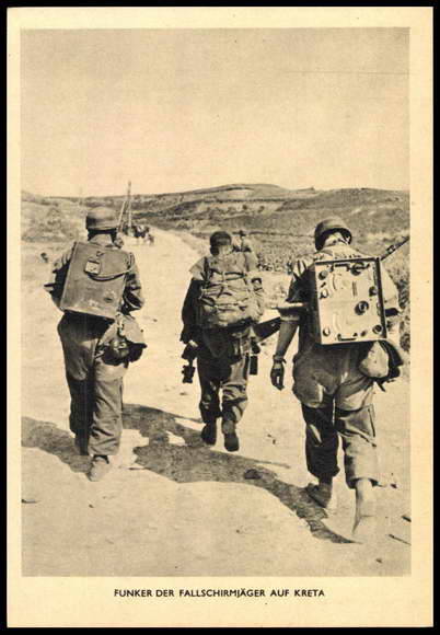 Fallschirmjäger Radio Operators carrying their Torn.Fu.b1 portable radio’s during the Battle of Crete.