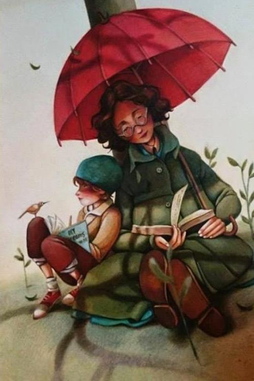 Siempre encontramos un buen momento para leer (ilustración de Fatemeh Haghnejad)