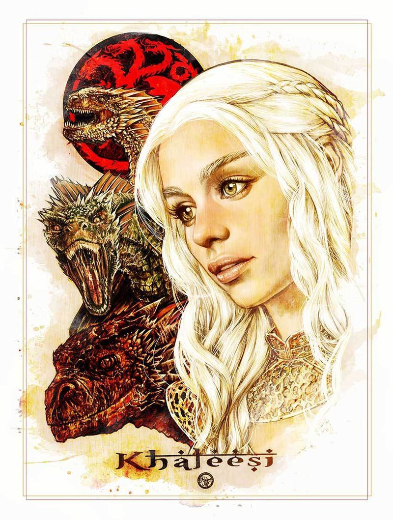 Mother of Dragons with her children by Adriana Melo.