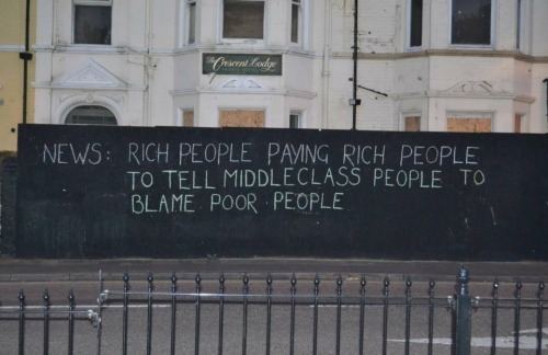[News: Rich people paying rich people to tell middle class people to blame poor people.]