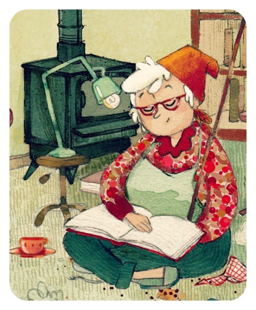bibliolectors:

Un descanso lector… entre la limpieza (ilustración de Anne Soline)