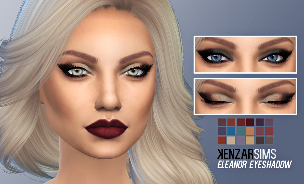 Kenzar-Eleanor eyeshadowAnother eyeshadow, another struggle haha*Comes in 18 colors.*Tag me if you use itI hope you like it ! ^-^Download (Mediafire)
