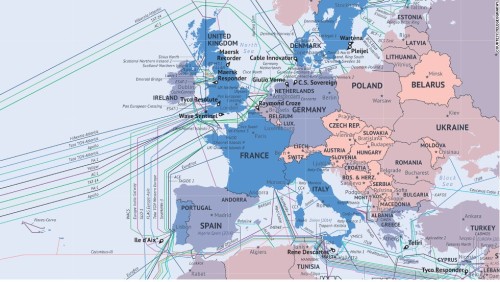 The undersea cables carrying the Internets