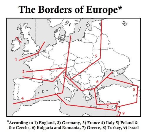 The Borders of Europe* midafternoonmap:


I didn’t think this was quite as interesting as the last somewhat similar map i posted, but since the subject came up quite a bit in the comments i thought id post it as well.


