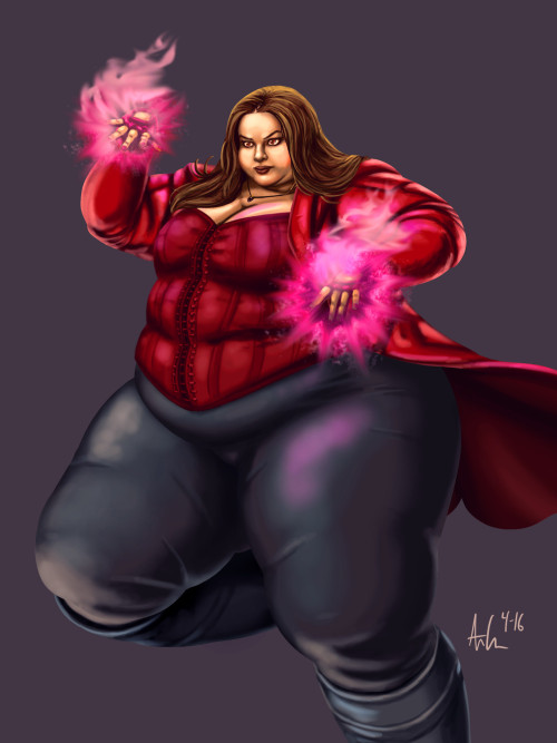 ray-norr:

Fat MCU Scarlet Witch, 
in honor of the upcoming release of the movie “Captain America v Iron Man: Dawn of Slashfics”


