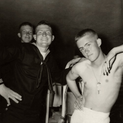Three sailors, private photo.1950s
