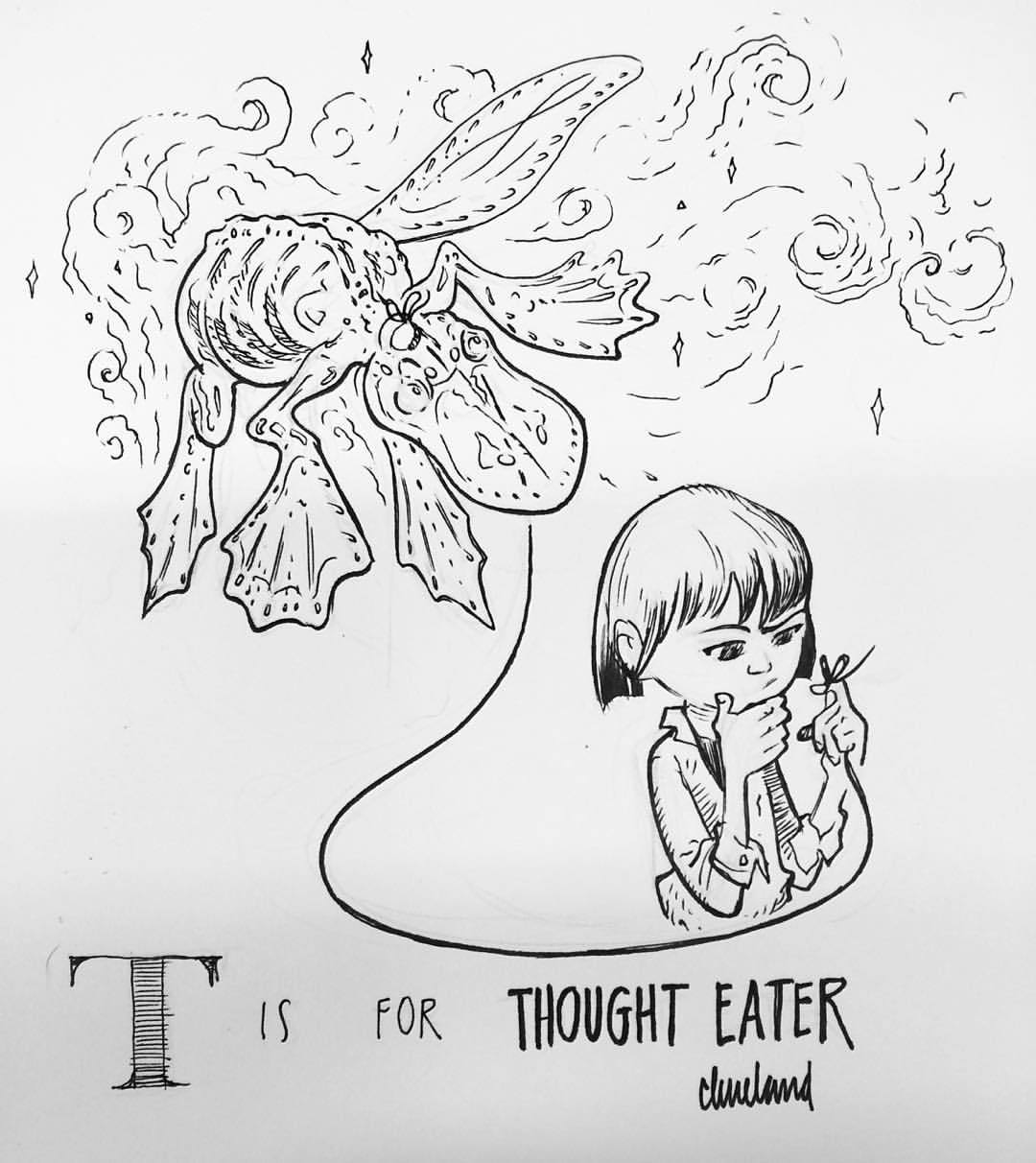 #Inktober #21. Thought Eaters make great pets, except that you might occasionally forget you have one.  (at Laguna College of Art + Design)