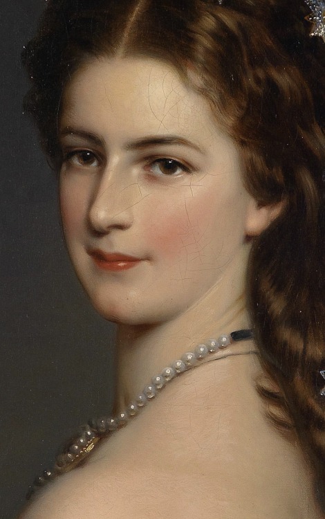 theladyintweed:

Details of Portraits by Franz Xaver Winterhalter 