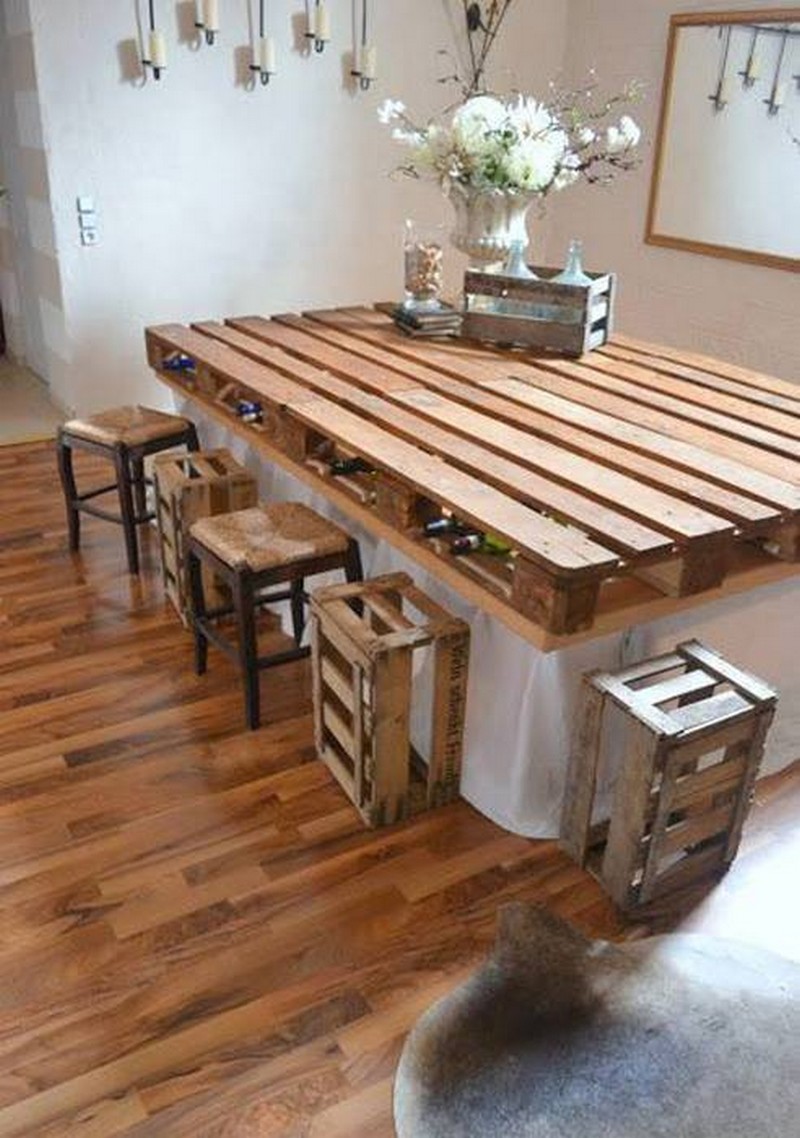 DIY Pallet IdeaHere’s a new idea: Make your own bar or kitchen table 