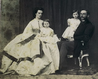 Sissi’s sister Duchess Helene in Bavaria with her familyElisabeth’s parents hoped to marry off her older sister Helene (Nene) to
 Emperor Franz Joseph of Austria. The Wittelsbachs met with Franz Joseph
 and they brought Elisabeth as well as Helene. He fell for Elisabeth.