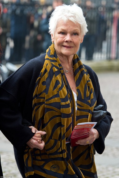 Dame Judi Dench today at Westminster Abbey for Richard Attenborough memorial