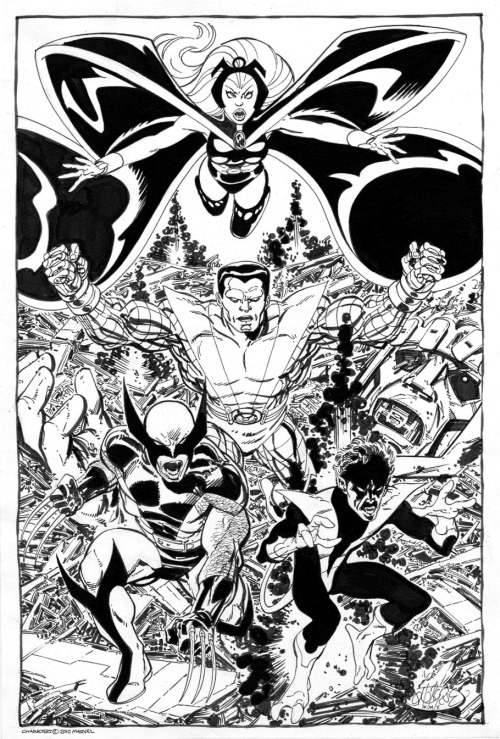X-Men Vs Sentinel commission by John Byrne. 2010.