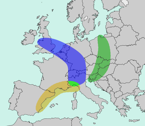 The Bananas of Europe are three megalopolis regions of Europe named after their curved shape.