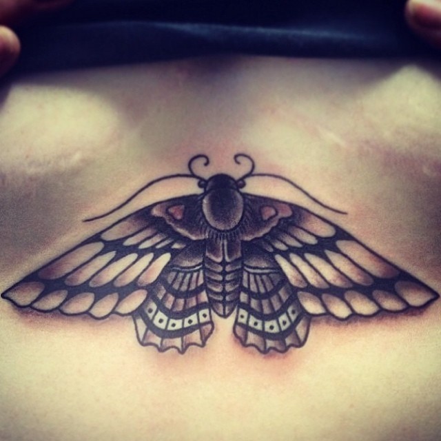 Sternum Tattoo - Melbourne Tattooists Sternum moth by Amanda @ ...