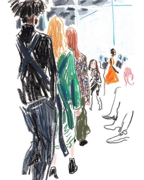 (Belated) daily #nyfw #snapsketch for @tmagazine : The final lap of the @tibi show.