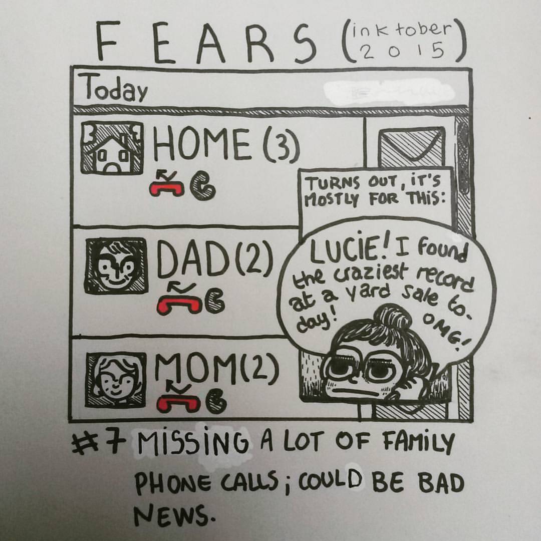 #Inktober 7 ! I always fear bad news over the phone, but luckily, it&rsquo;s mostly my dad telling me important things. 
Sidenote: thank you all so much for the birthday wishes! 💟 you&rsquo;re all great and beautiful 🌟