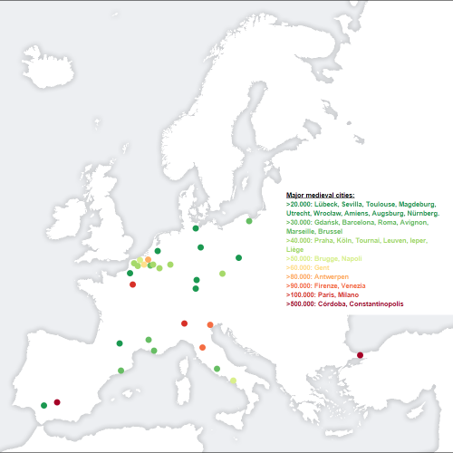 Europe’s biggest cities in 1400.Related: Largest European cities in 1600 AD.