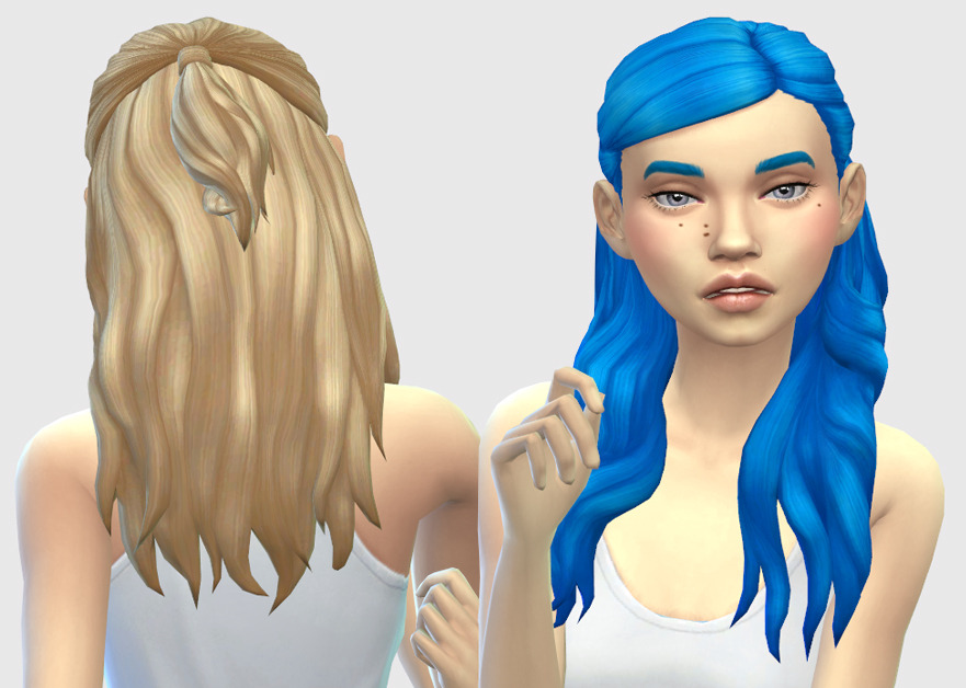 I made this hair specially for @grumpyoldsimblr as part of our SimblrChat Secret Santa gifting this year and now it’s time to share it with you guys too!INFO AND DOWNLOAD UNDER THE CUT[[MORE]]Things You Should Know Before Download:Available for female teen-elder onlyCustom thumbnails included Comes with 73 colour options (see preview)Base game compatibleNot hat compatibleThis is a meshup of several EA hair meshes, so credit goes to them for the originalsThe .rar file comes with three packages inside - the main hair (in EA colours) which you must install, an unnaturals addon, and a naturals addon - so that you can choose which extra colours you want to have, if any.Please Note:This hair, like most of the hairs I make, has a very high polygon count. It may cause issues if your computer is not up to the task or you are running your game on lower settings. That being said, it has been tested by another simmer with low/medium quality game settings without any issues.As per usual, please read my TOU before using and if you have any problems just let me know.DOWNLOADCAITLIN HAIR - Dropbox / MediafireEnjoy =)