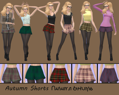 Female Autumn ShortsEa’s mesh Standalone item6 Different SwatchesMade with Sims4Studio and PhotoshopYou can download them here on One Drive http://1drv.ms/1PvMvjQAutumn is here!my favourite season, so i decided to do some shorts with an “autumny “ feel to them.Feel free to tag me if you use them:)Happy Simming!Please let me know if there’s is anything wrong :)TOU:  Please don’t upload them anywhere else and don’t take credit for themPhoto Credits: Tops by missparaply , simista  pickypikachu kedluu manueapinny  http://heihu.tumblr.com/moxiccHair at missparaply , Glasses by kedluu , Boots by sentate , All Poses by flowerchamber