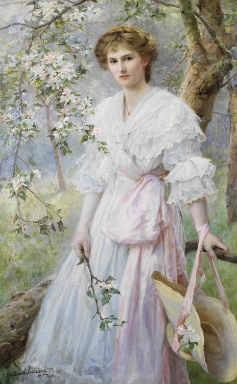 monsieurleprince:

George Hillyard Swinstead (1860 - 1926) - Portrait of a girl amongst blossoms, 1905
