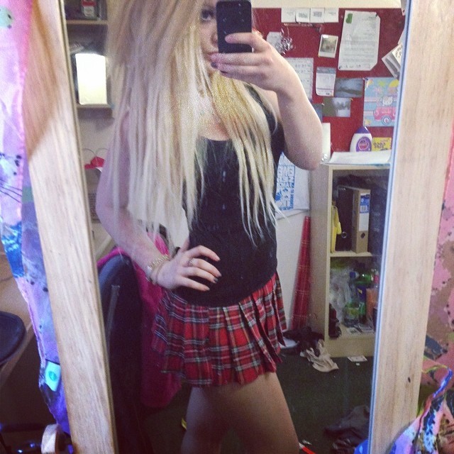 tartan skirt yay!! #thank u #tartan #skirt #wishlist #me #blonde #selfie