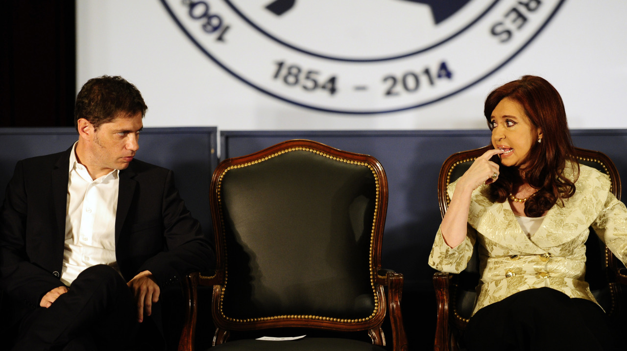 CRISTINA EN FOTOS. La presidenta Cristina Fernández de Kirchner junto a su ministro de economía Axel Kicillof  en el acto de aniversario de la Bolsa de Comercio de Buenos Aires el 20 de Agosto de 2014. (Juano Tesone)