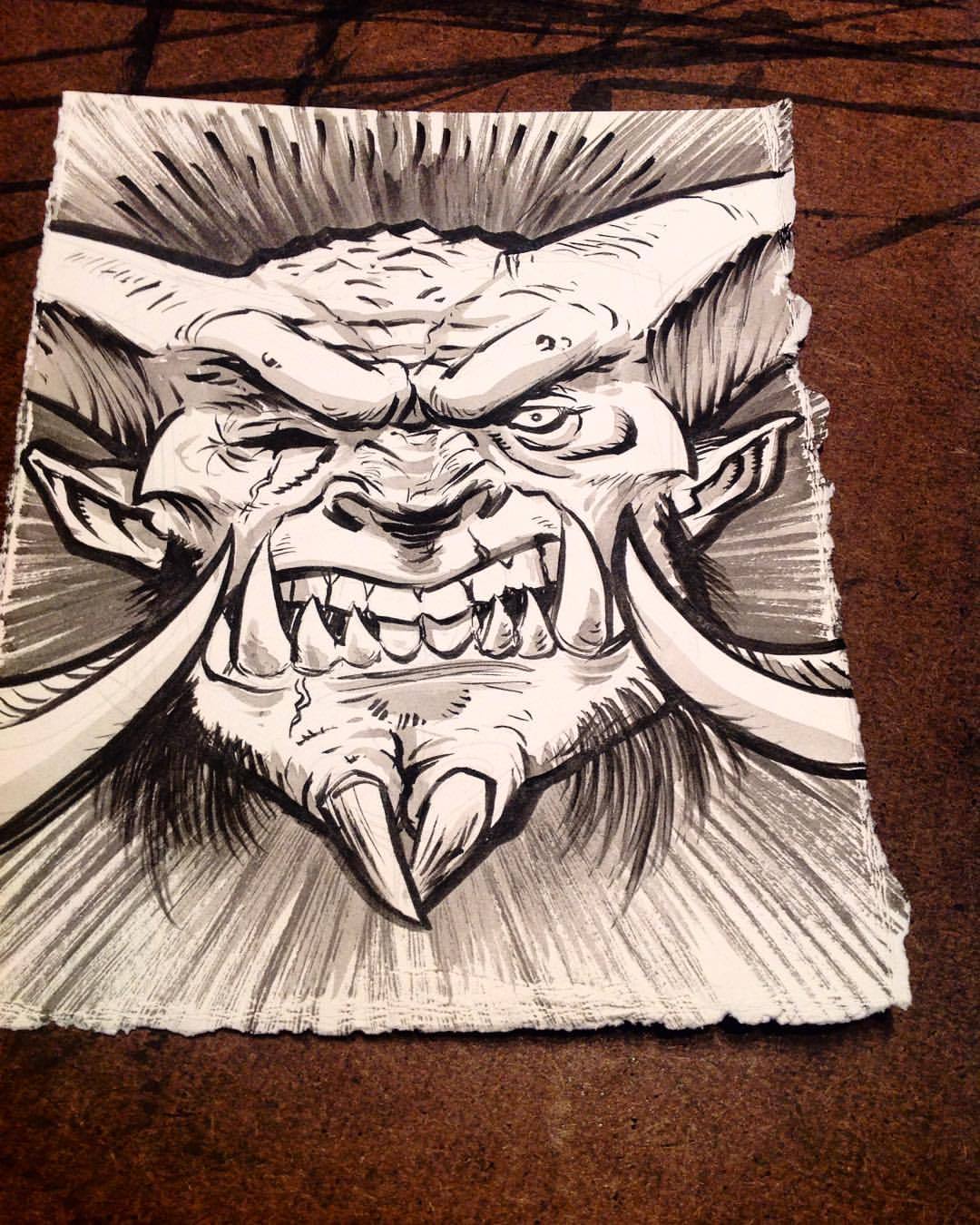 Ok last one of the day promise. I&rsquo;m finally caught up. #drawlloween day 17 #demon #devil #monster #scary #sketch #sketches #sketchbook #doodle #ink #inkwash #inktober #halloween