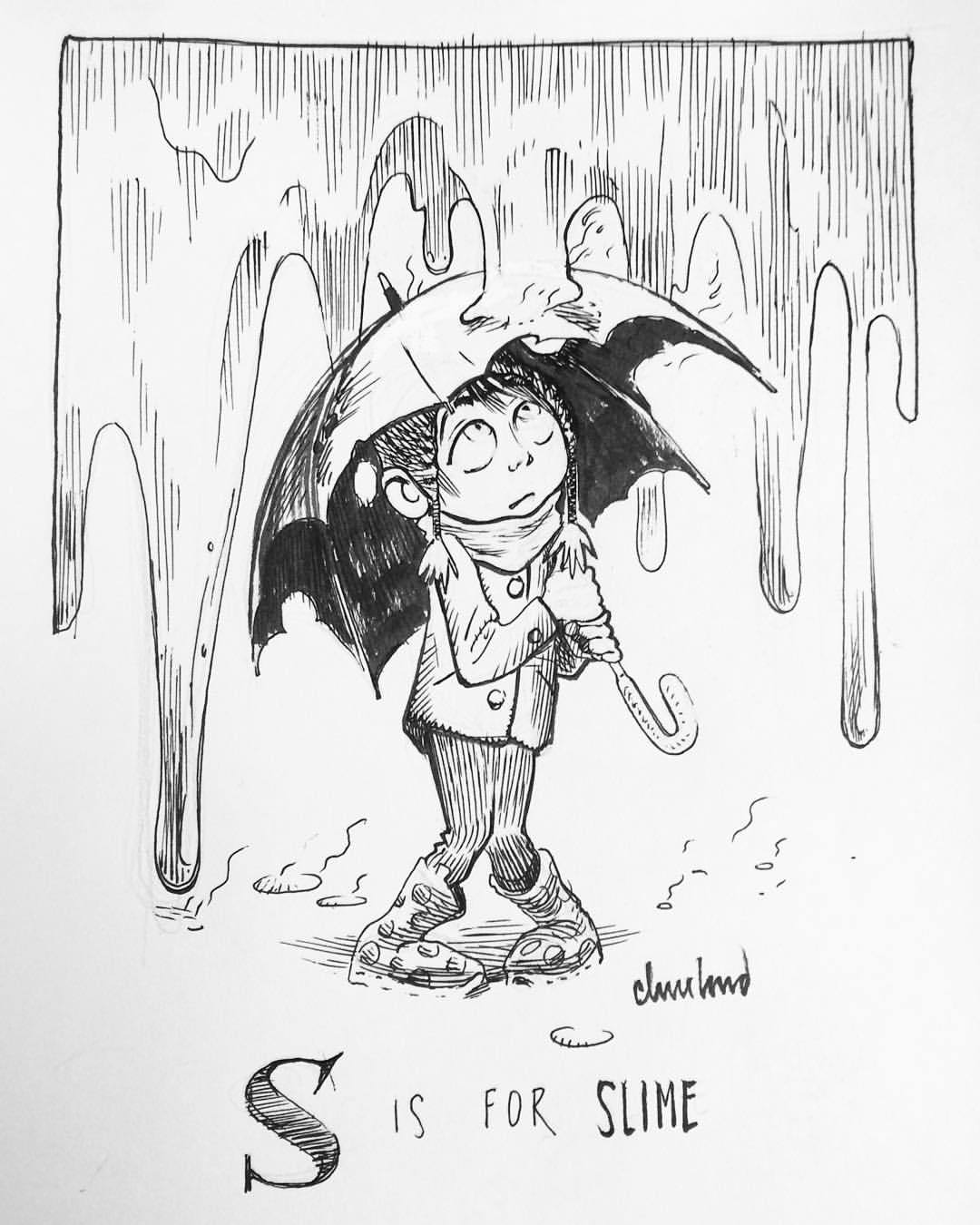 Inktober #20. Better bring an umbrella today, could be yucky out there. 