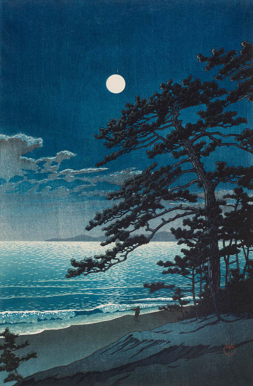humanoidhistory:Spring Moon at Ninomiya Beach, 1932, Kawase Hasui (Japanese, 1883–1957). Courtesy of the Museum of Fine Arts, Boston.