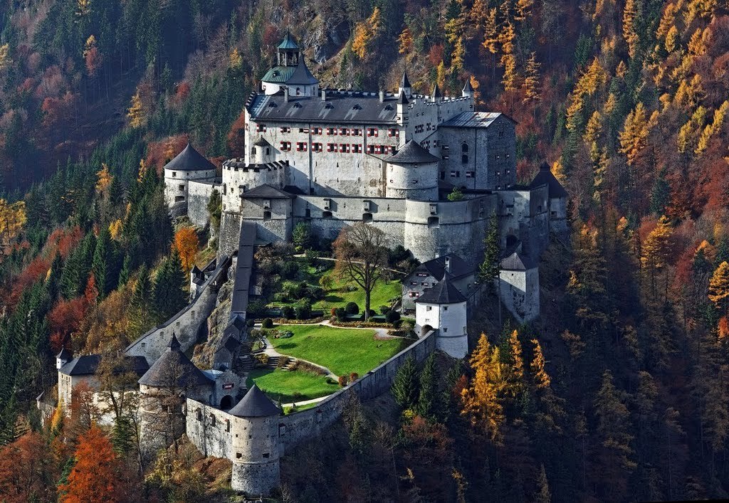 visitheworld:Rising above the forest, Hohenwerfen Castle / Austria (by Johann Hartl).