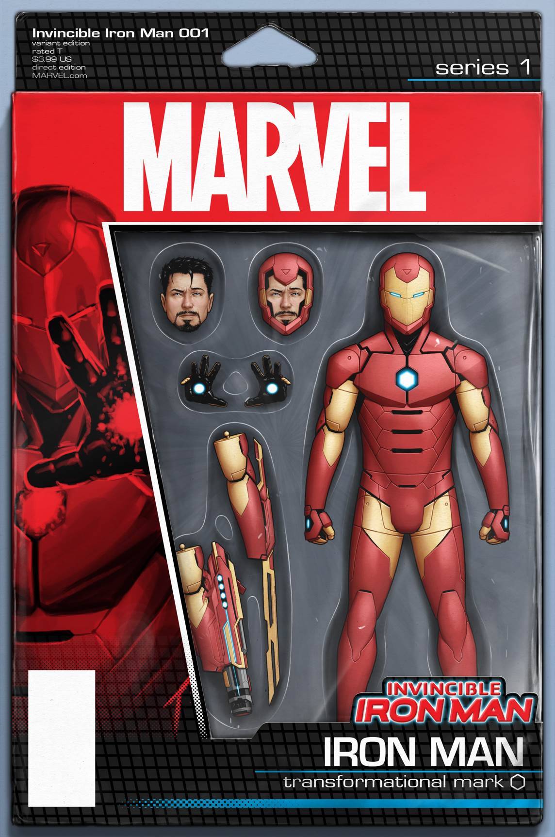Invincible Iron Man #1 Action Figure variant cover by John Tyler Christopher